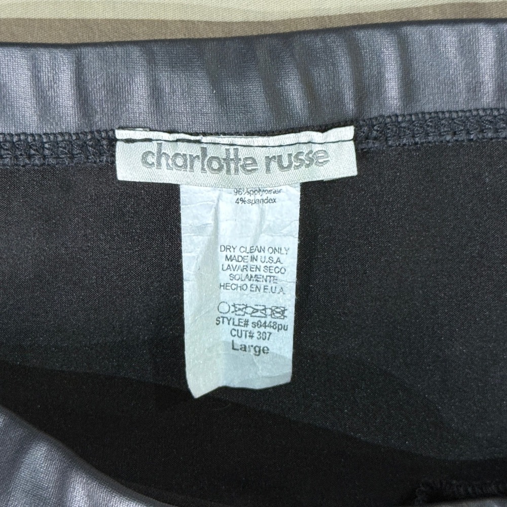 Y2K Charlotte Russe Black Faux Leather Mini Skirt Large Whimsigoth Punk Witchy - Picture 5 of 5